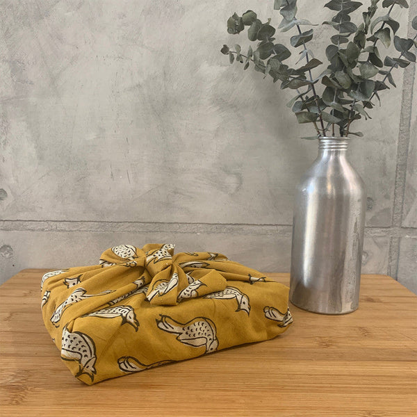 Gifts for Her | Cotton Block Printed Furoshiki | Natural Dyed