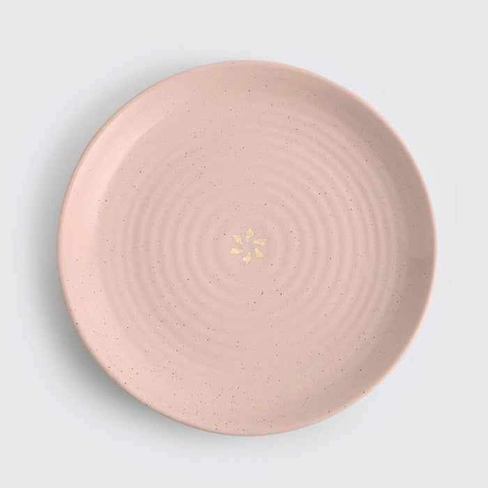 Handcrafted Old Rose Stoneware with 24 Carat Gold Ganga Dinner Plate