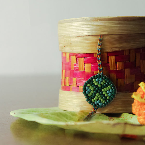 Cotton Thread Chandramalika with Bamboo Box | Golden