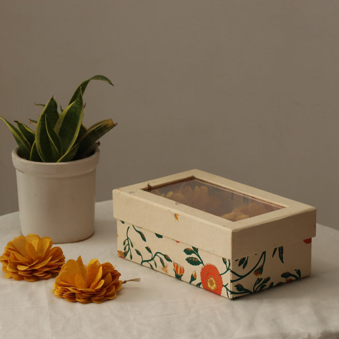 Handmade Cotton Paper Flower Bouquet Box | Mustard