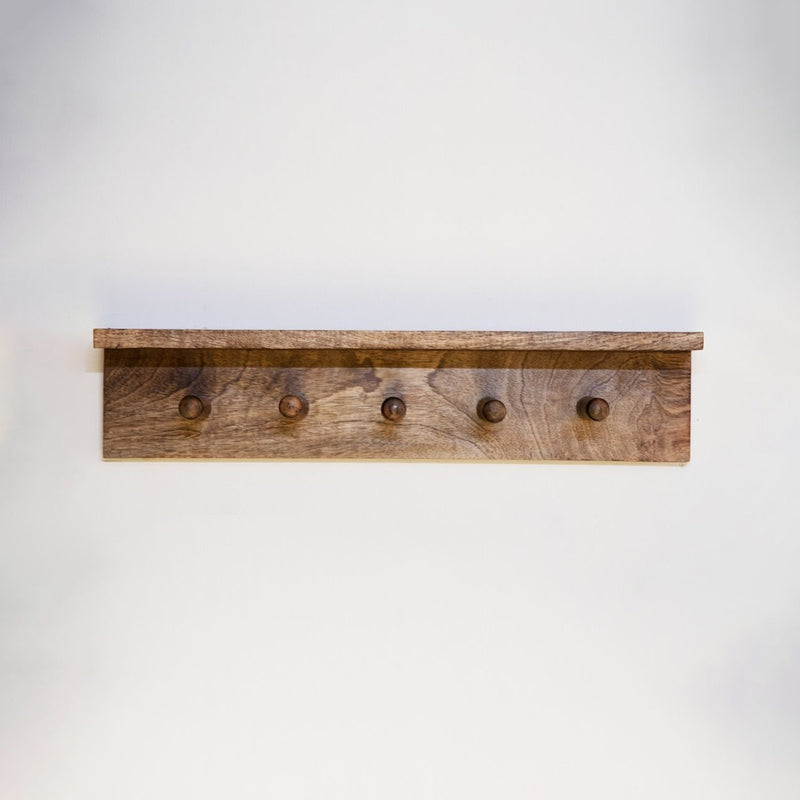 Multi Functional Wood Wall Shelf with Hooks