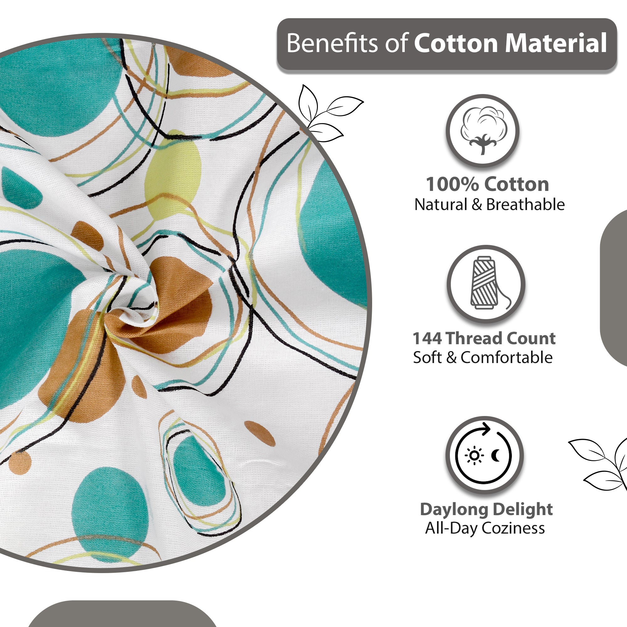 Chic Home + and + Decor Doodle Round 100% Cotton Bedsheet for Single Bed - Multicolor-Single / M