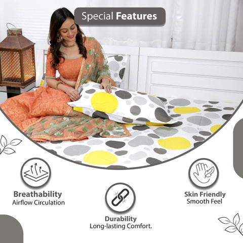 yellow grey polka dot bedsheet