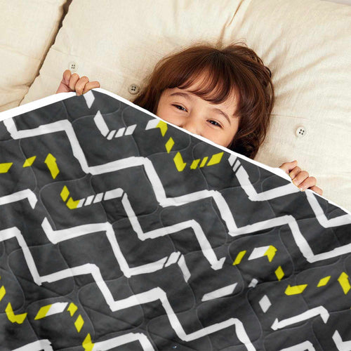 Grey and White Chevron AC Quilt Comforter for Kids