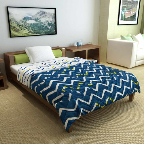 Blue Chevron AC Quilt Comforter for Single Bed