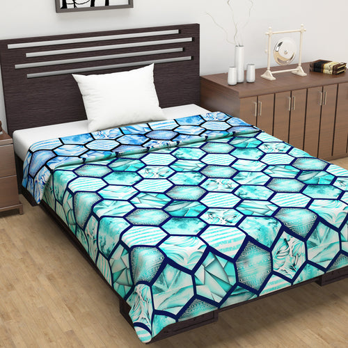 Blue Abstract Print Cozy and Comfortable Microfiber Single Bed Dohar