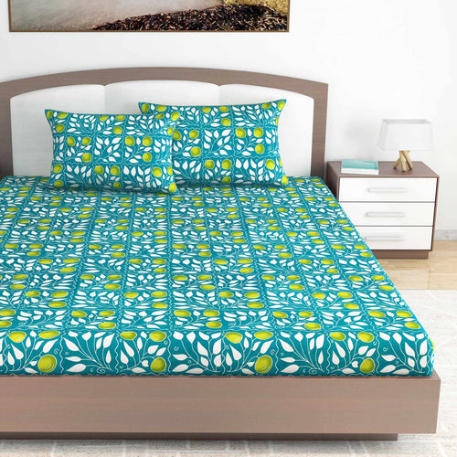 Blue Elegant Floral Bedsheet For King Size Bed