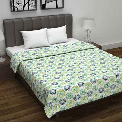 Green Dahlia Floral Soft Silk Touch 144 TC 100% Cotton Dohar for Double Bed