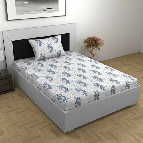 Grey Autumn Tree Leaf Single Bed Bedsheet