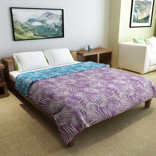 Blue And Purple Leaf Double Bed AC Quilt Comforter