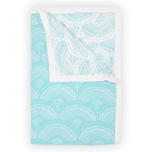 Block Print Sky Blue Lightweight Reversible Single Bed Dohar