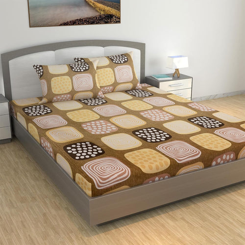 Brown Box Pattern Bedsheet for King Size Bed