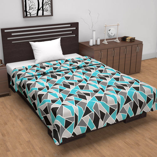 Triangle Blue 144 TC 100% Cotton Summer AC Dohar for Single Bed
