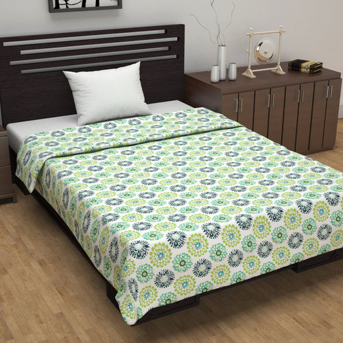Green Dahlia Floral Soft Silk Touch 144 TC 100% Cotton Dohar for Single Bed