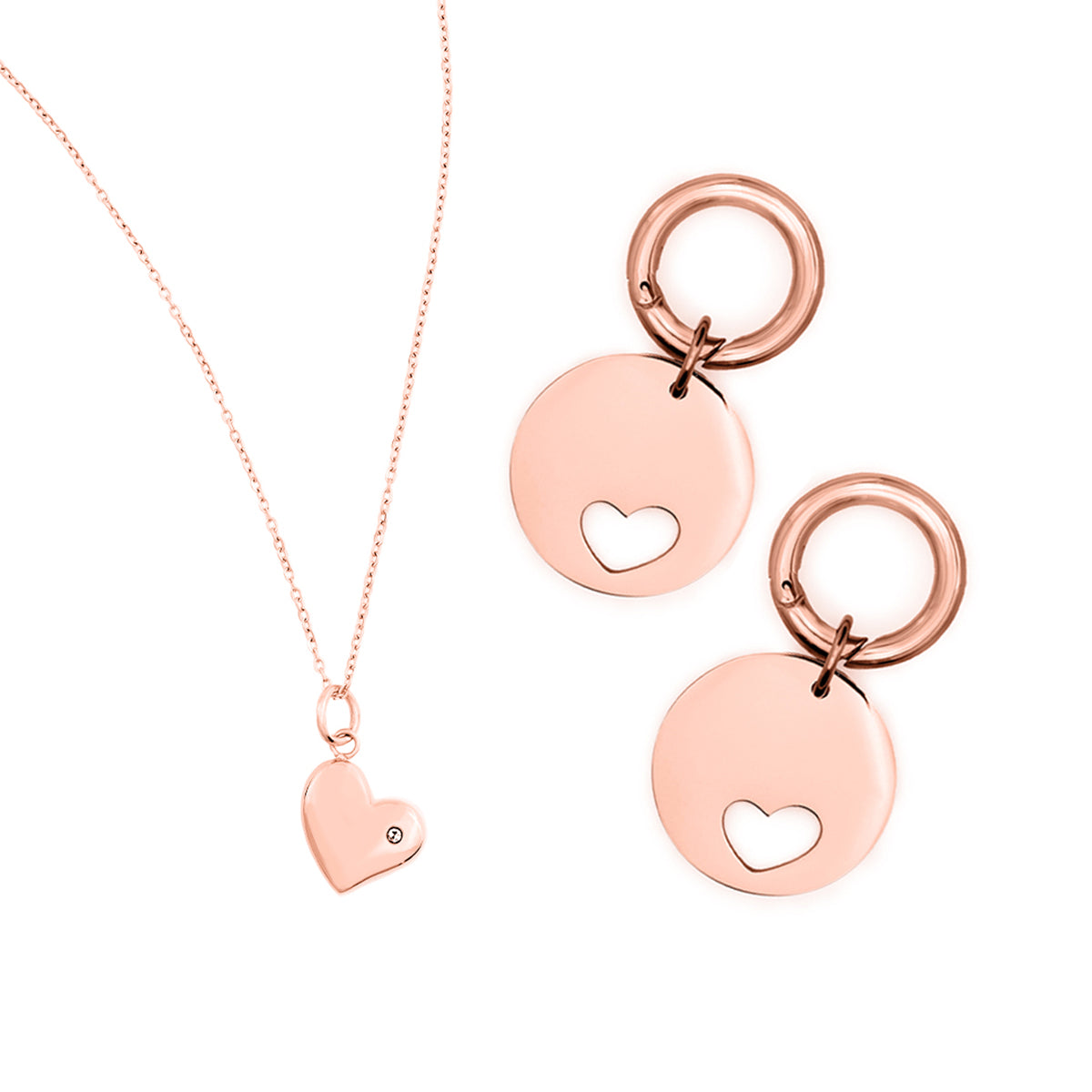 Elin Heart Shape Best Friend Set | 14K Rose Gold Necklace & Pet Tag | Pet Accessories - Dogily