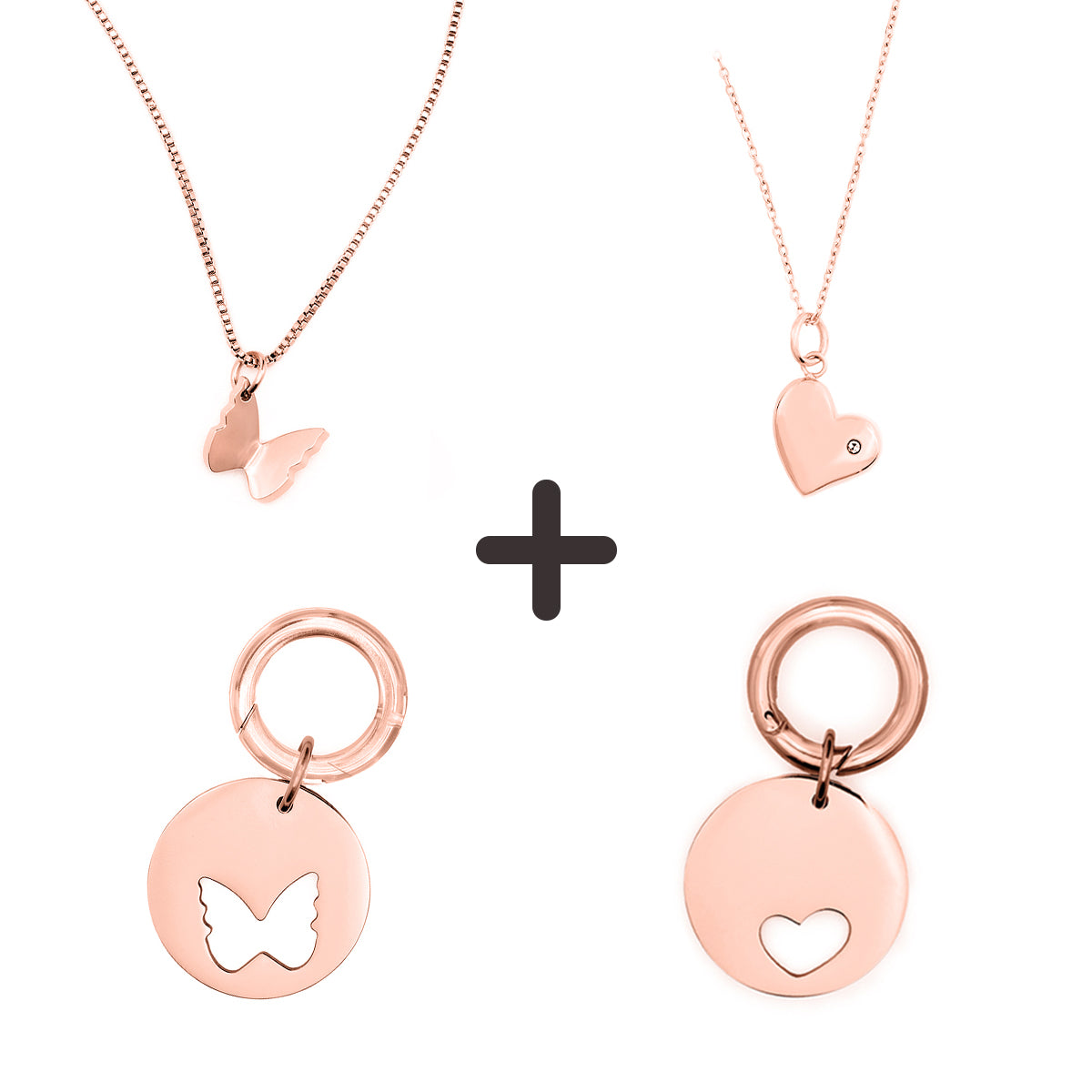 Lillia Butterfly Shape Best Friend Set | 14K Rose Gold Necklace & Pet Tag | Pet Accessories - Dogily