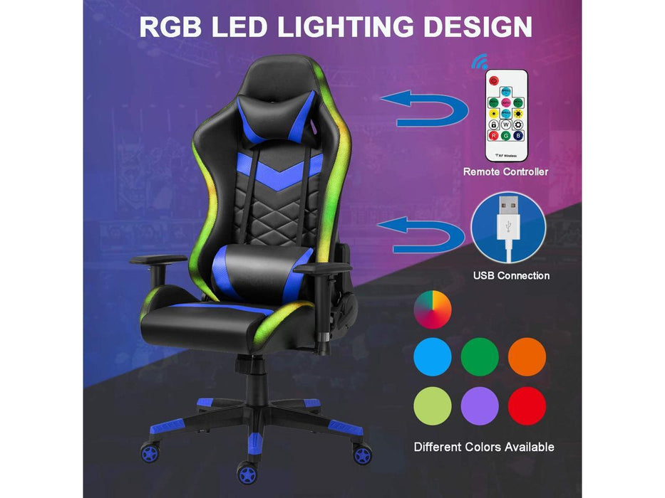Ergonomic High Back Racing Computer Gaming Chair with RGB LED Lights