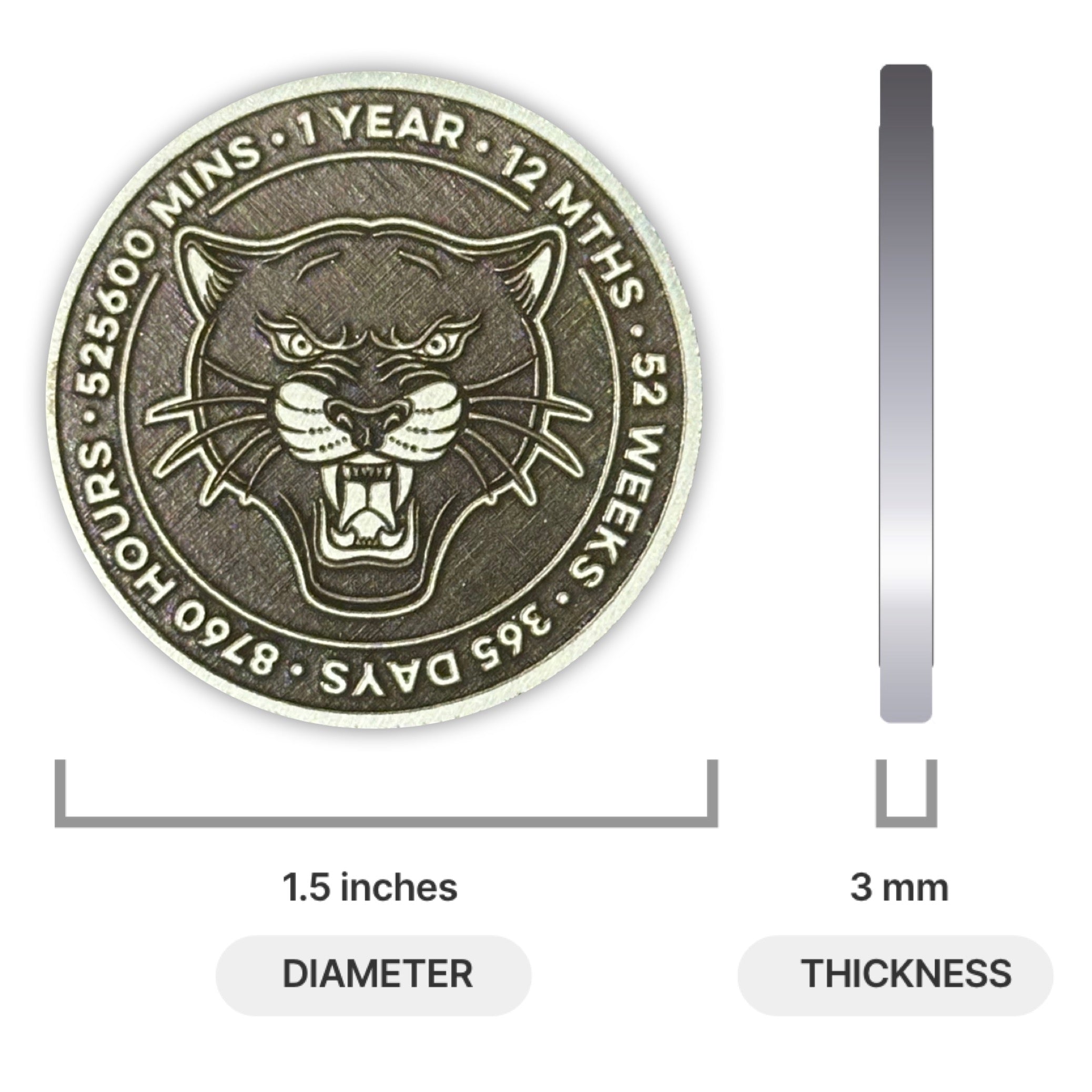 Custom Tattoo Series - Roaring Panther sobriety coin