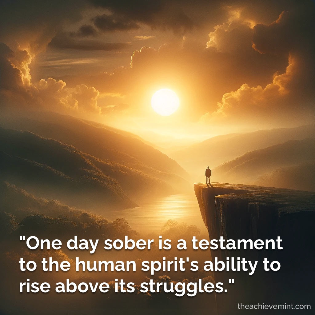 "One day sober is a testament to the human spirit's ability to rise above its struggles."