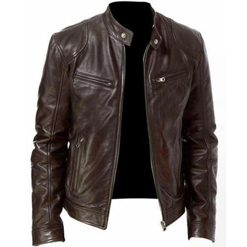 PU Leather Jacket Slim Leather Jacket – Acewonders