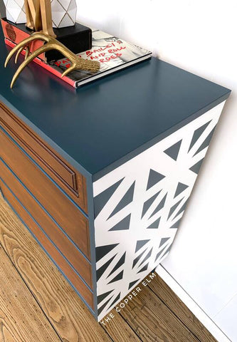 Geometric Painted Design On MCM Dresser