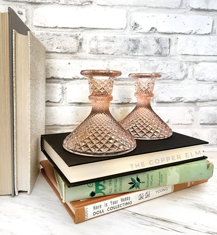 Westmoreland English Hobnail glass candle holders 