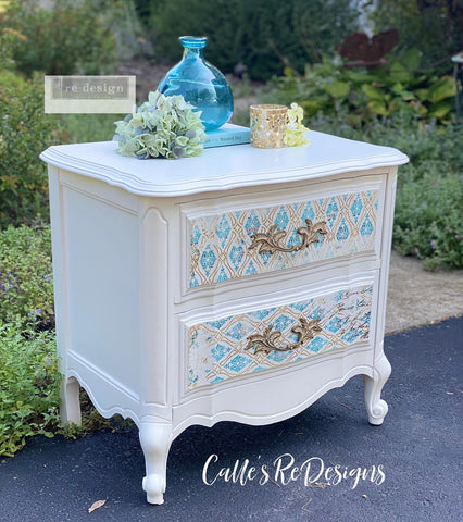 French Provincial Nightstand with decoupage drawers