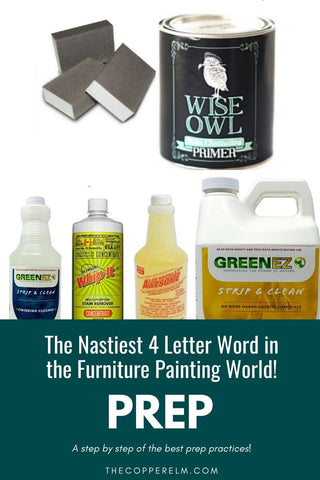 Prep work basics for the most success when painting furniture using primer, cleaners, strippers, and sanding.
