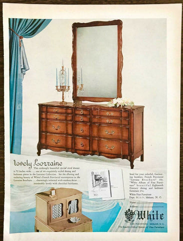 White Furniture Co Advertisement with French Provincial dresser