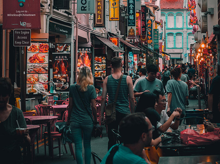 A couple travelling through Singapore