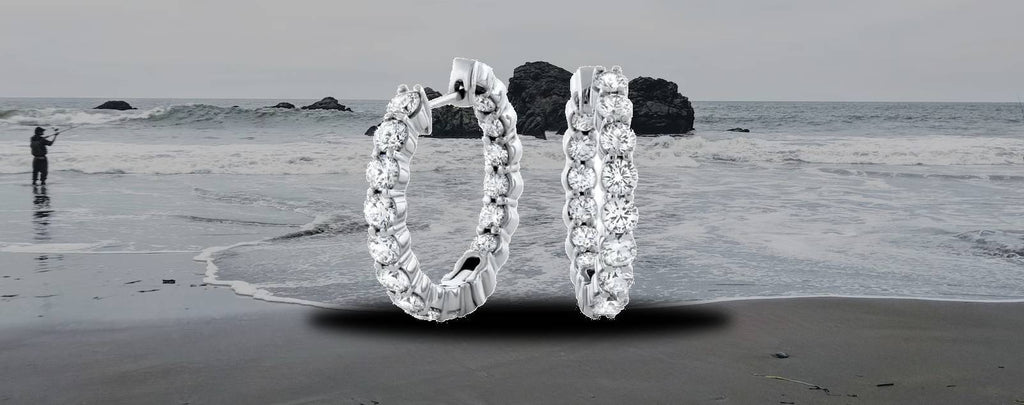 14kt White Gold Hoop Earrings 4.50ct Diamonds EA-14565