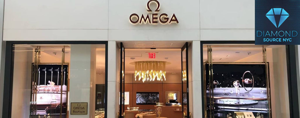 Glass storefront of an authorized Omega watch retailer