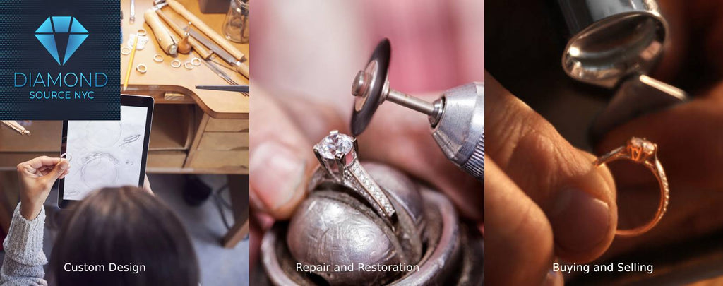 Collage of Jewelry Services Offered by Diamond Source NYC