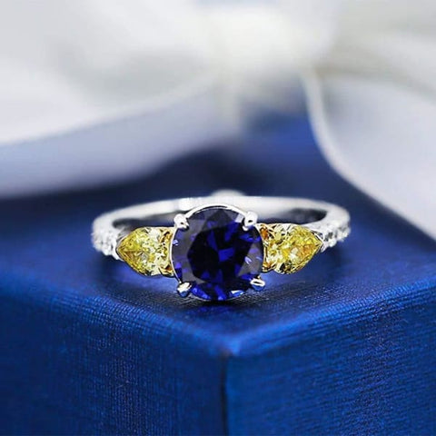 Elegant Engagement Ring with 2.00ct Center Blue Sapphire and two Diamonds ENG-12503