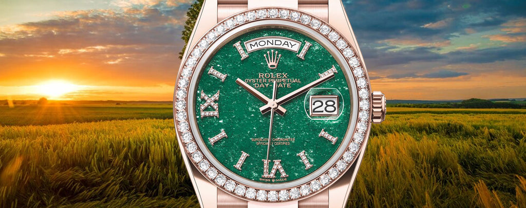 Rolex Day-Date 36 Green diamonds dial President bracelet 18k Everose gold Watch 128345RBR