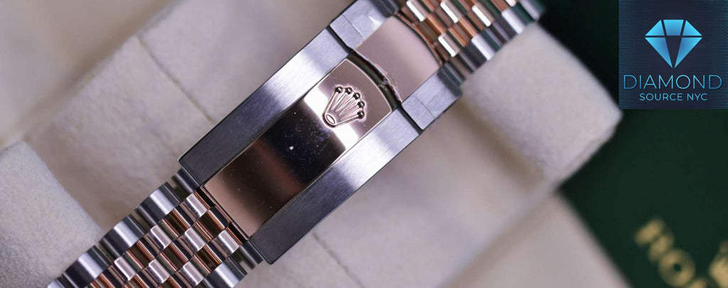 Close-up of a Rolex Jubilee bracelet clasp