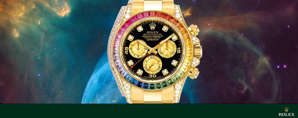 Rolex Daytona, Black dial, Diamond Bezel, Oyster bracelet, Yellow gold Watch 116598 RBOW