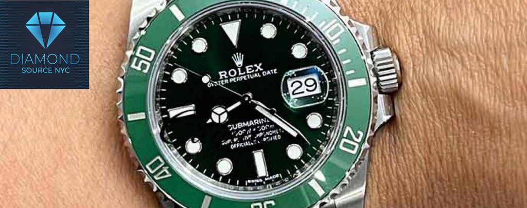 A close-up photo of am affordable classic Rolex watch on a person's wrist.