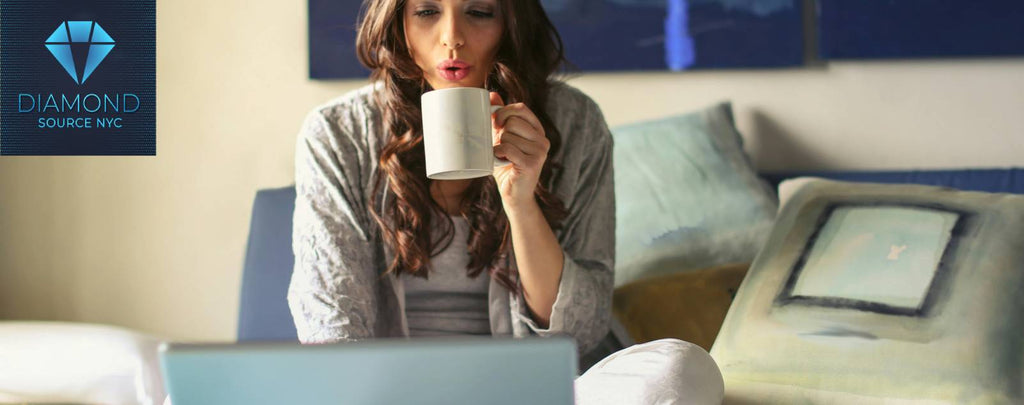 Woman researching diamond sellers online