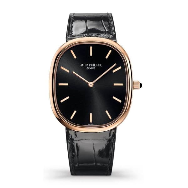 luxury watch Patek Philippe Golden Ellipse Rose Gold 5738R-001 with Ebony Black Sunburst dial