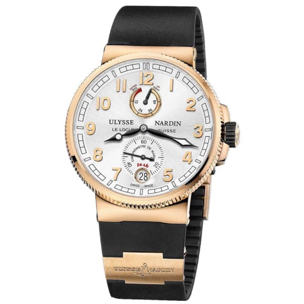 luxury watch Ulysse Nardin Marine Chronometer Manufacture 43mm Rose Gold Rubber Strap Watch