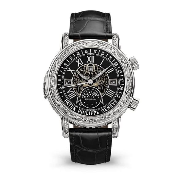 luxury watches Patek Philippe Grand Complications White Gold 6002G-010 with Black Enamel dial