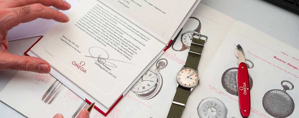 A close-up image of an Omega watch certificate of authenticity.