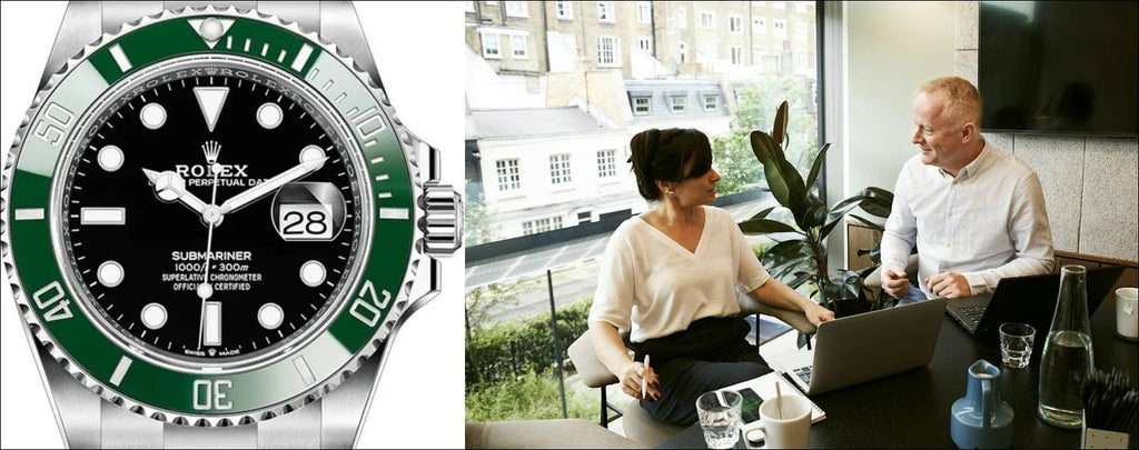 Image depicting a customer consulting with a Diamond Source NYC expert, showcasing the personalized approach to finding the perfect Submariner.