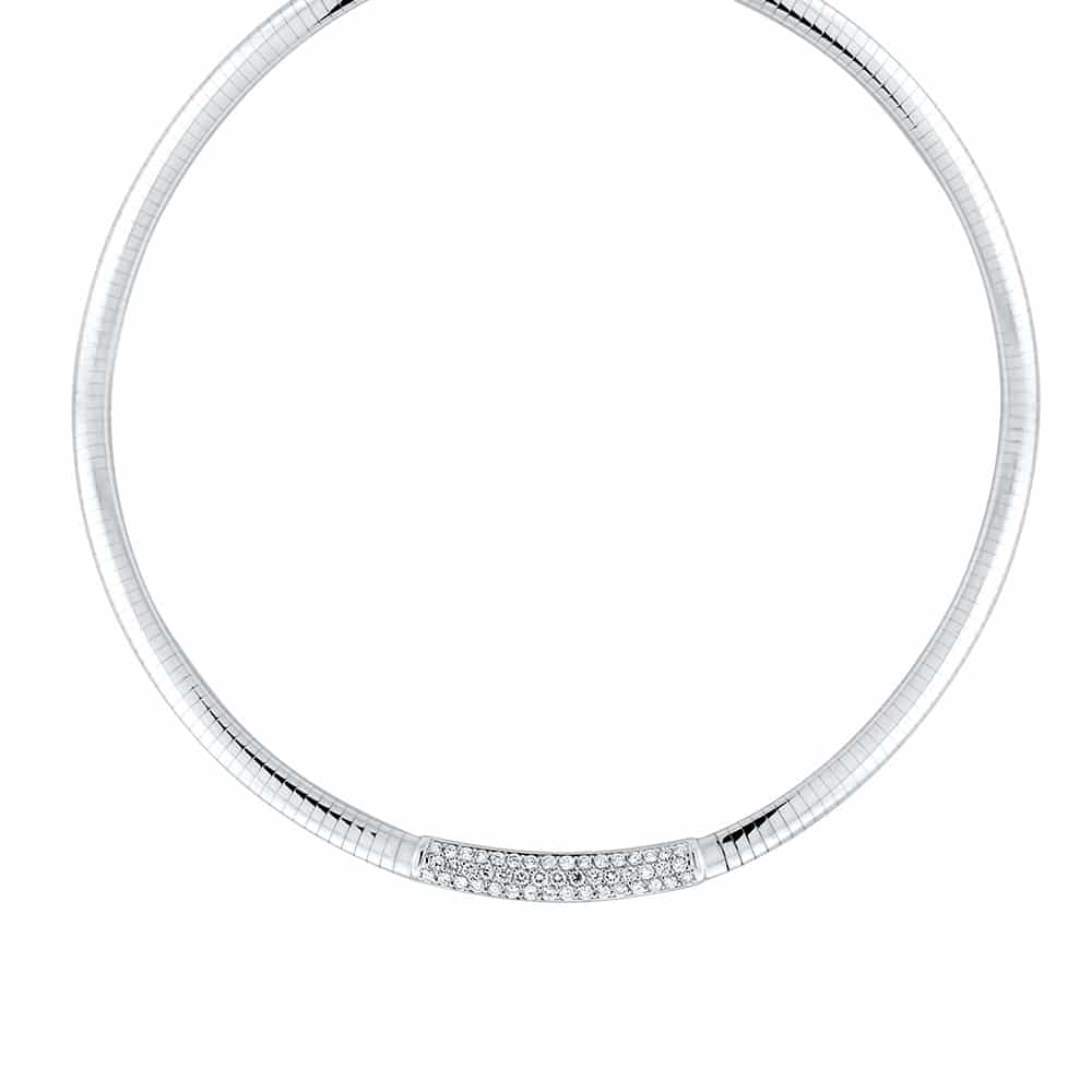 18kt White Gold Omega Necklace With 1 