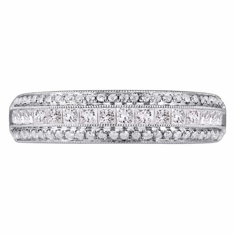 Luxury and modern design 18K white gold band is set with .66ct diamonds KR10552