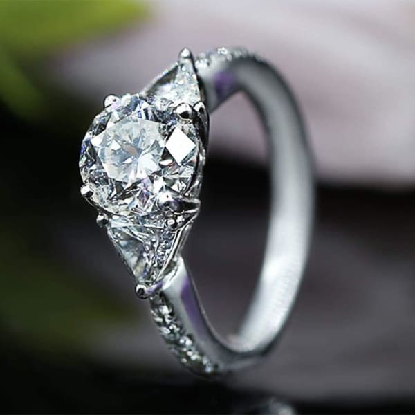 Three-Stone Engagement Ring with Center 2.34ct Round Diamond RN-179300