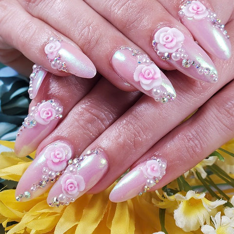 3d Nail Art – Pink Rose Cameo | Baroquen Nails