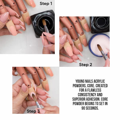 Young Nails Acrylic Powder Core White - Step by Step Application