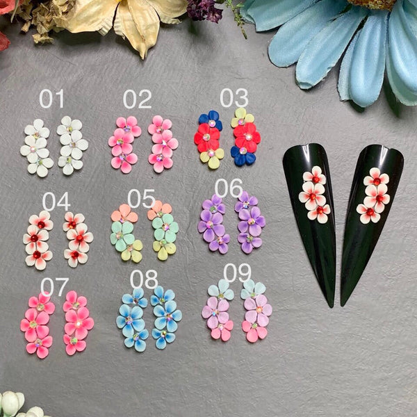 Set 4 Pieces Handmade Acrylic 3D Nails Flower